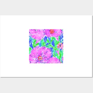 Seamless blue, green and pink watercolor Posters and Art